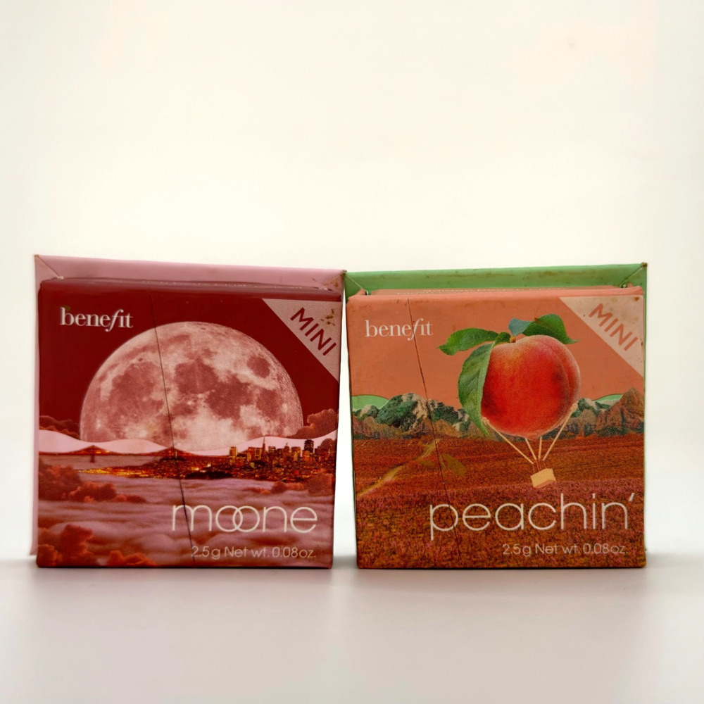 Benefit Mini Blush BUNDLE OF 2 Peachin & Moone 2.5g/0.08 oz Brand New
